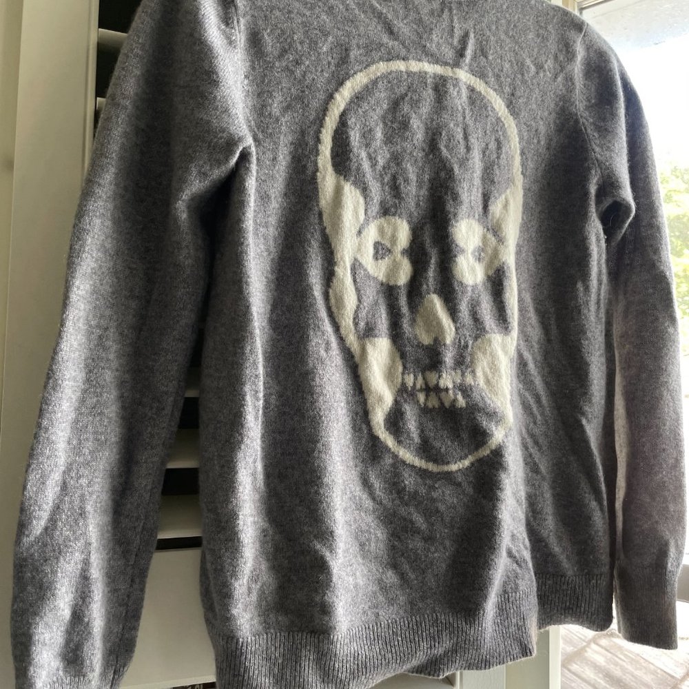 Grey Cashmere Skull Sweater - L